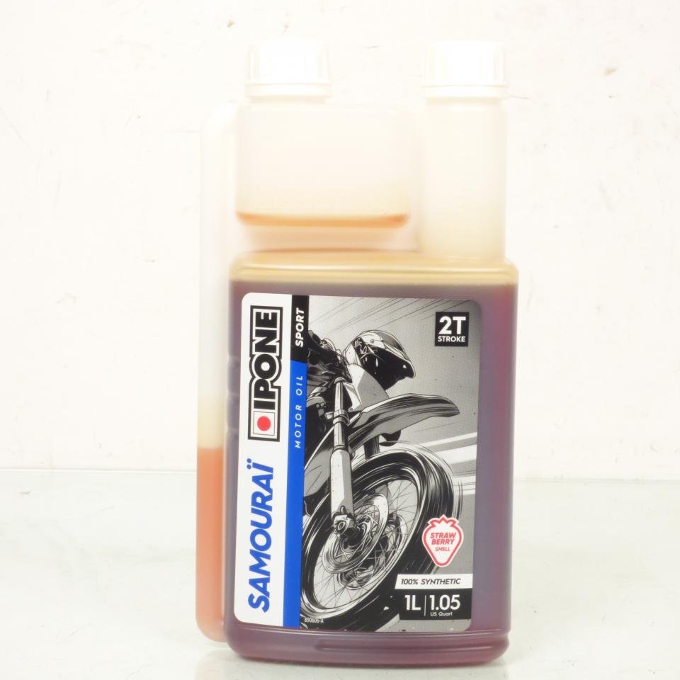 Huile 2T Ipone Samouraï fraise bidon doseur 1L pour moto cross mélange manuel
