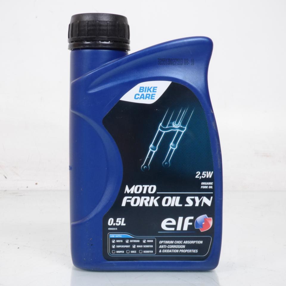 Huile de fourche synthétique en bidon de 0.5L marque Elf en 2.5W pour moto Neuf