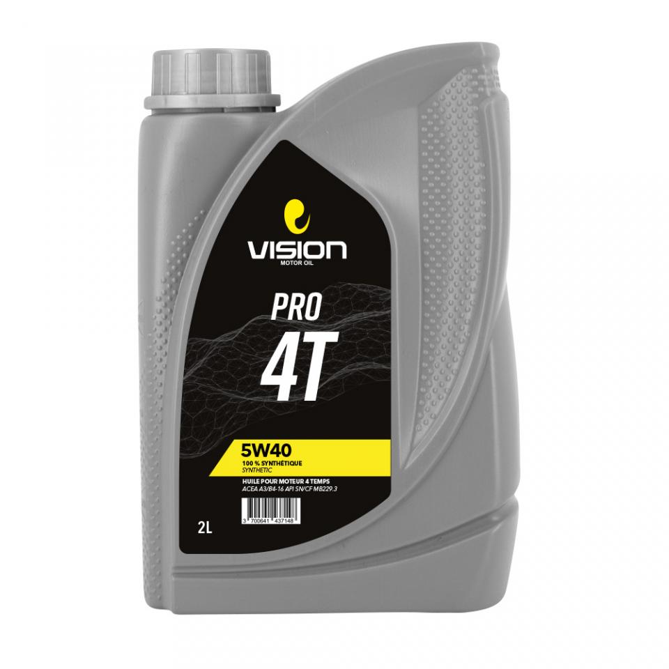 Bidon d'huile lubrifiant Vision Visio Pro 5W40 4T 100% synthèse en 2L pour moto Neuf