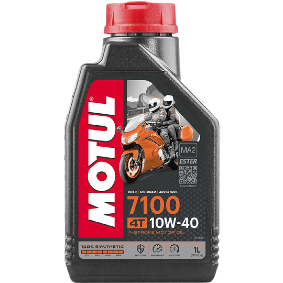 Bidon d'huile lubrifiant Motul 7100 10W40 4T 100% Synthèse 1L pour moto Neuf