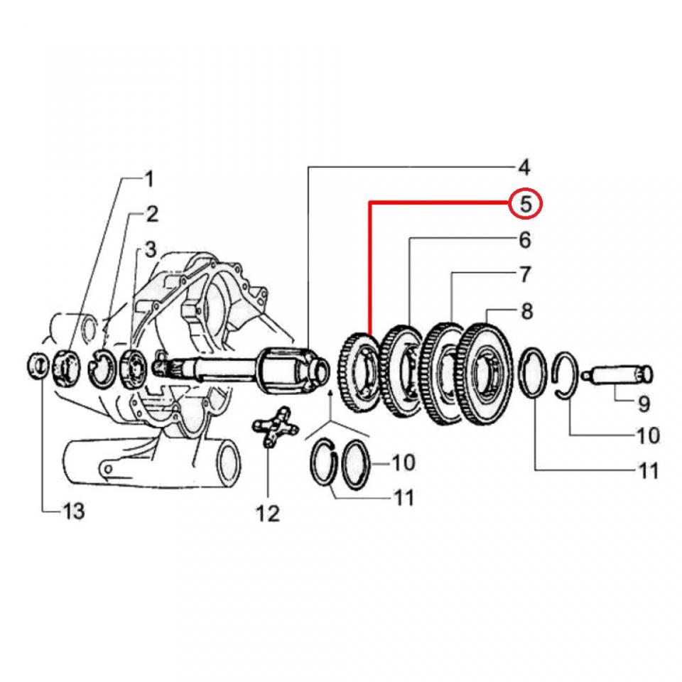 Pignon boite 4ème RMS pour scooter Piaggio 200 Vespa Pxe Arcobaleno 1981 à 1997