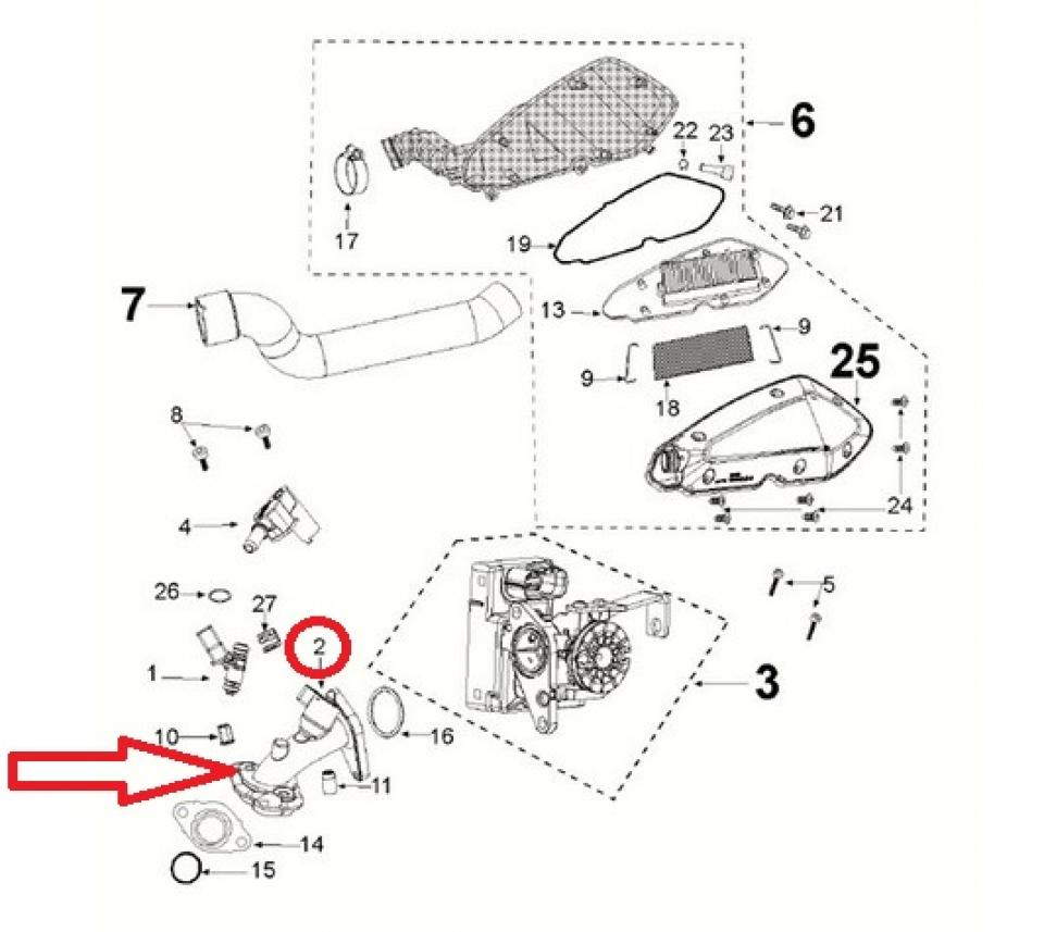 Pipe d'admission pour scooter Peugeot 50 Streetzone 4T Eu5 2021-23 798674 L1e-B