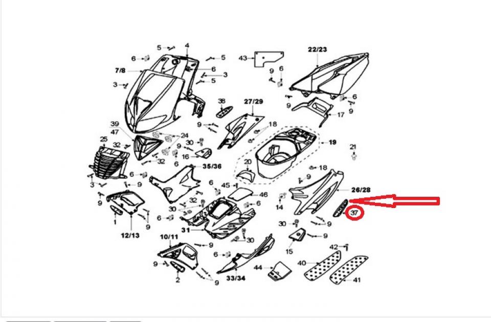 Grille Noir ARG origine pour scooter Peugeot 50 Speedfight 2 2008 736037N Neuf