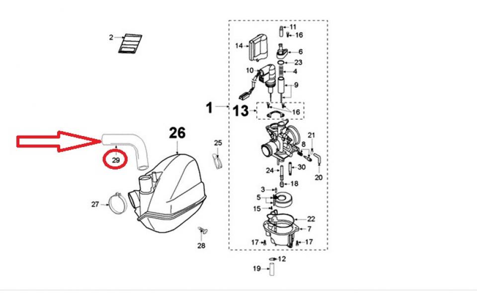 Durite prise d'air de boite à air pour scooter Peugeot 50 Ludix One 10P 763394