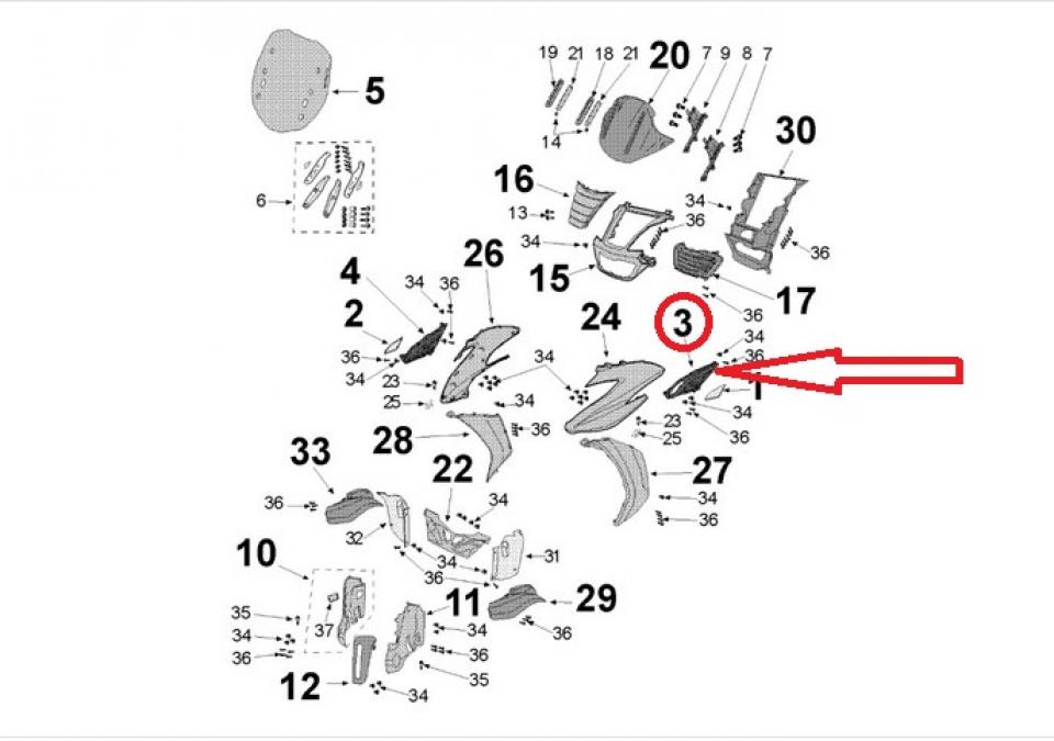 Prise d'air Gauche pour scooter Peugeot 400 Metropolis Euro4 11781811M1 Neuf