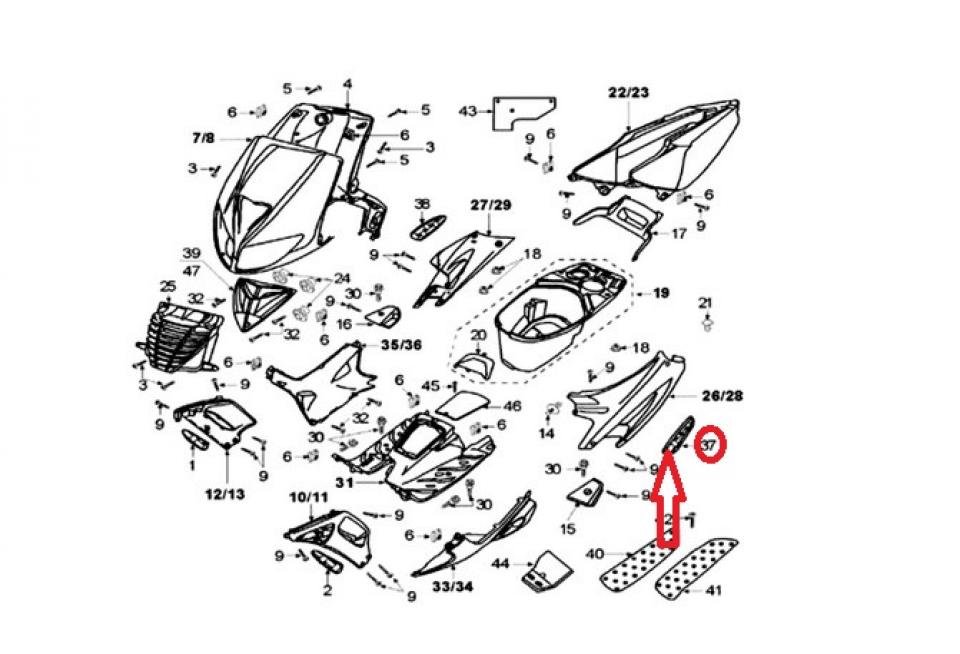 Prise d'air ARG rouge pour scooter Peugeot 50 Speedfight 2 736037RT neuf