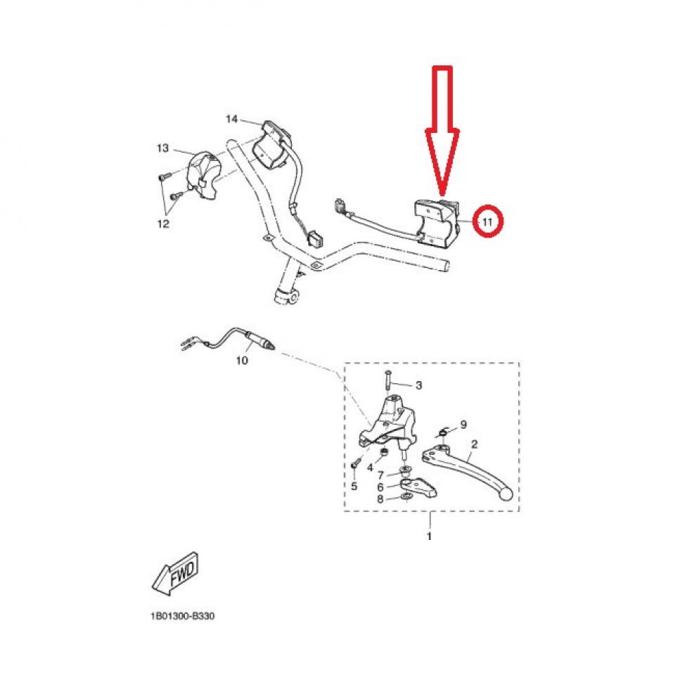 Partie avant de Commodo gauche pour scooter MBK 50 Spirit 5JH-H3976 Neuf