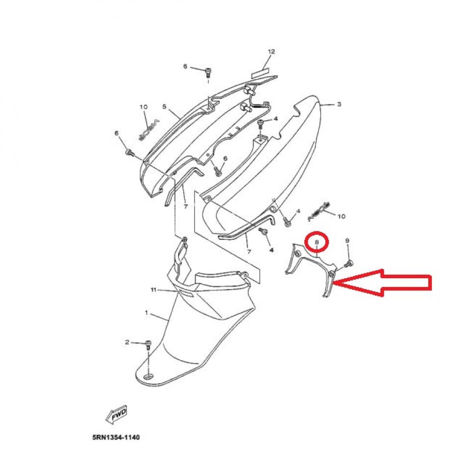 Inter-coque AR pour scooter MBK 50 Ovetto 5AD-F171N-00-P1 bleu Neuf