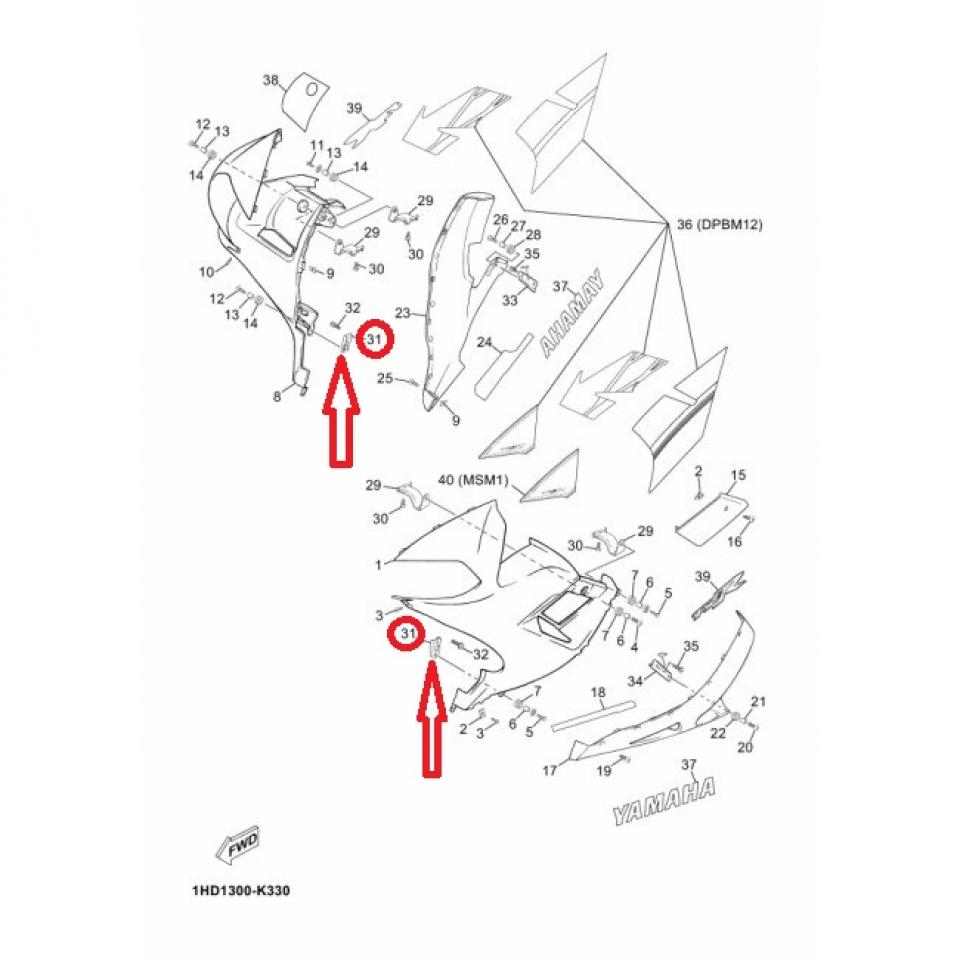 Support carénage inférieur 4BA-F833M-00 pour moto Yamaha 50 TZR 1996 à 2012 Neuf