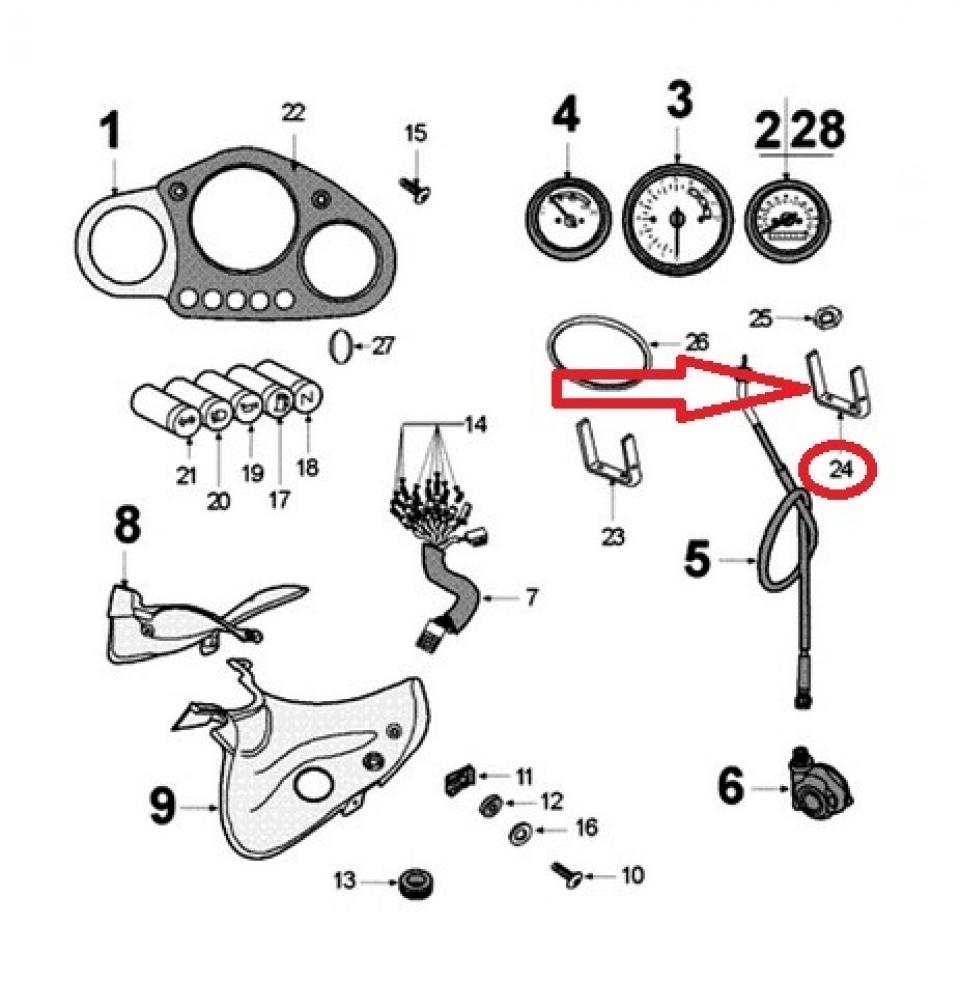 Bride support de compte tour pour moto Peugeot 50 XR6 2000 à 2007 755755 Neuf