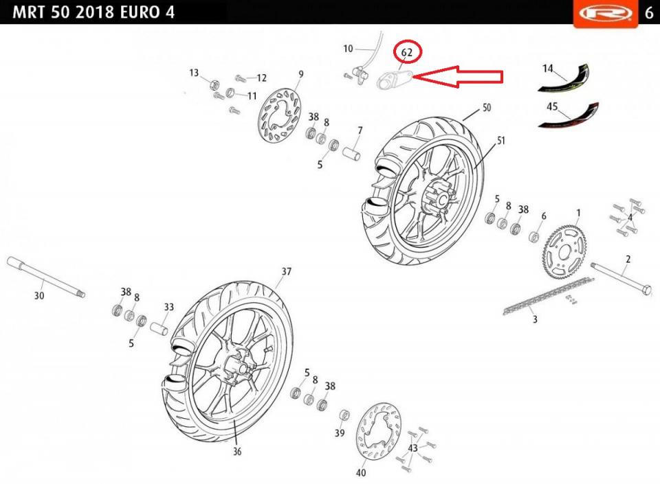 Support Capteur compteur roue AV pour moto Rieju 50 MRT 2018-19 0/000.980.5061