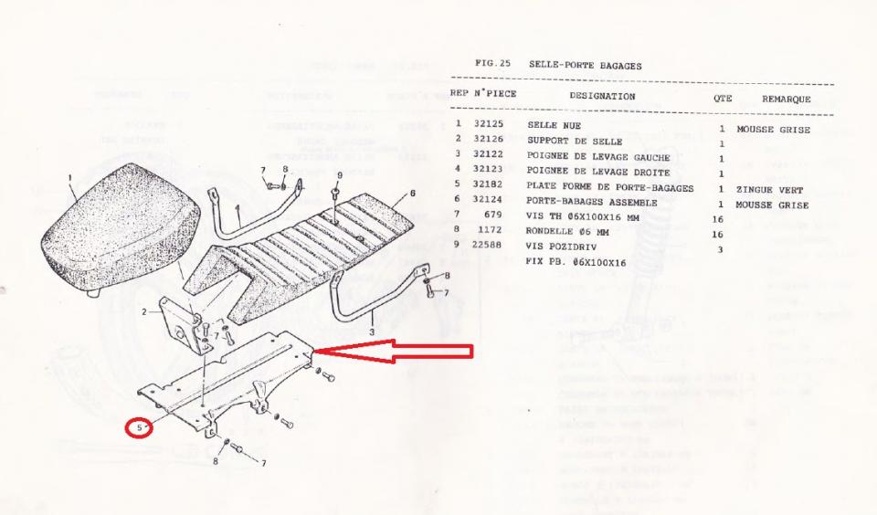 Support Porte-bagage pour mobylette MBK 51 Passion NK1-F4830-00-02 32182