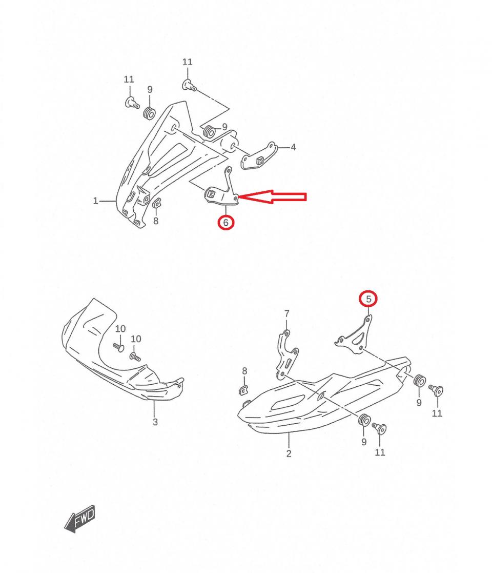 Support AV sabot bas caisse D pour moto Suzuki 1050 V-strom 2023-25 94550-06L0