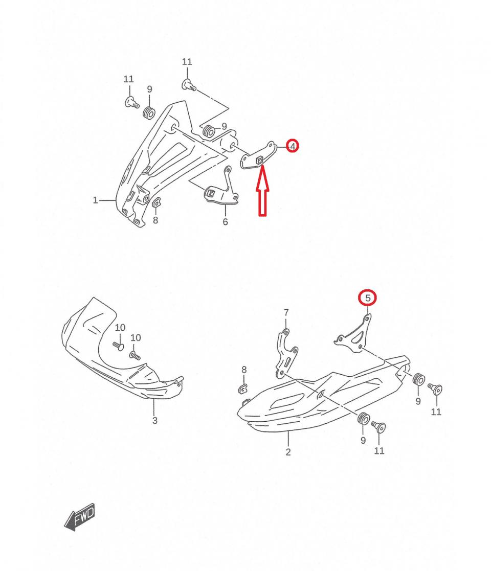 Support AR sabot bas caisse D pour moto Suzuki 1050 V-strom 2023-25 94530-06G10