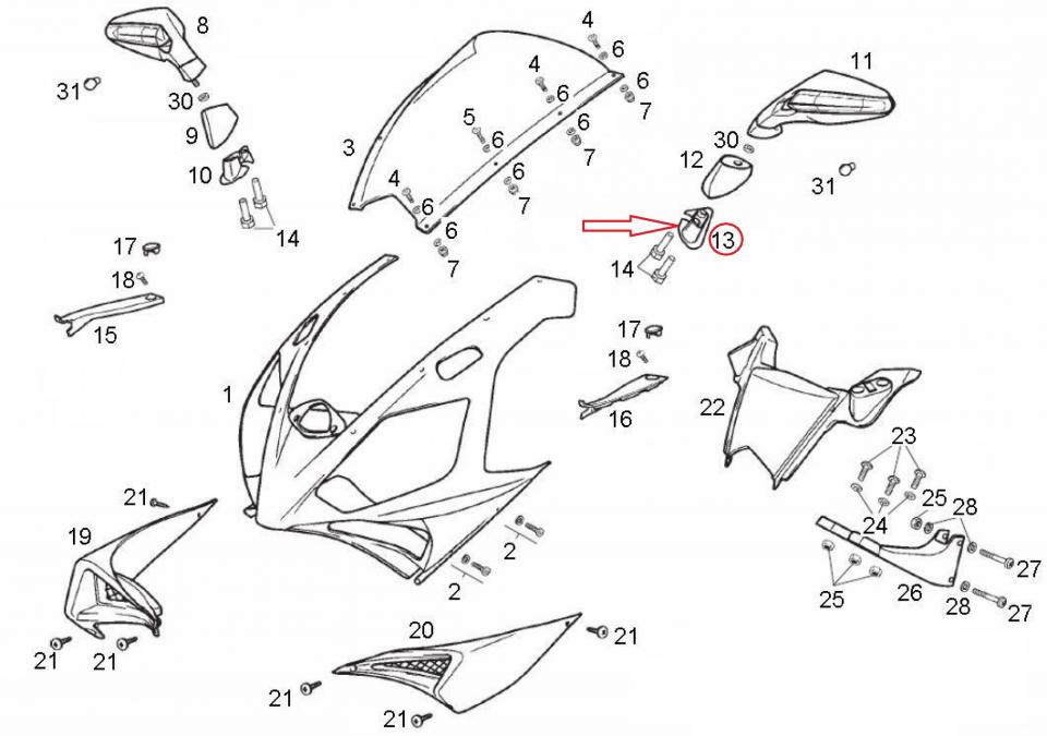 Plastique divers origine pour Moto Gilera 50 SC Avant 2009 00H05800151 Neuf