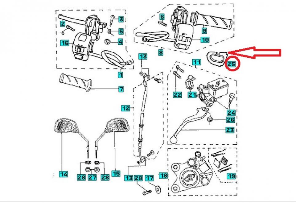 Protection Maître cylindre AV pour scooter Peugeot 50 Squab 1995-97 735019 Neuf