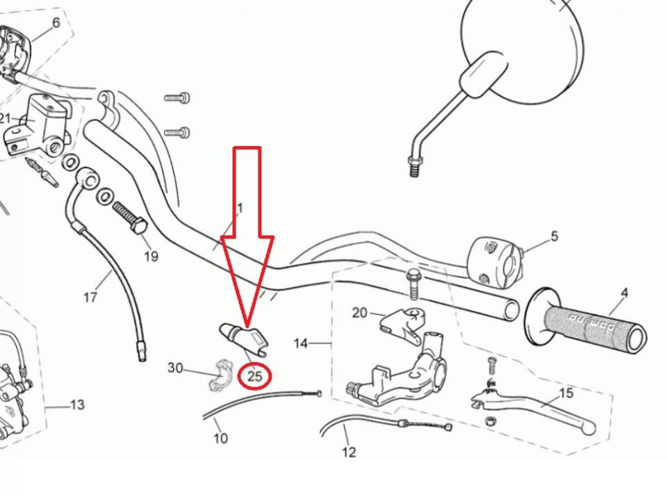 Protection Levier embrayage pour moto Rieju 250 Tango 2009 0/000.220.8300 Neuf