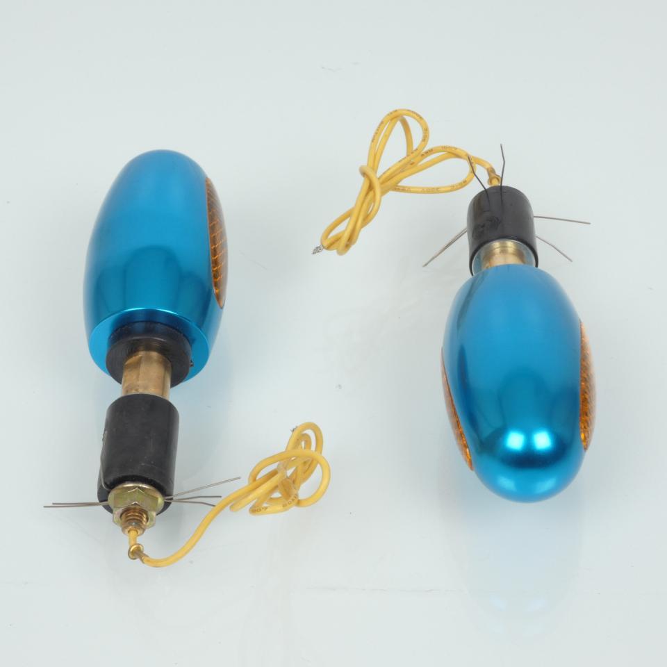 Embout de guidon oblong avec clignotant Mad alu anodisé bleu pour moto Neuf