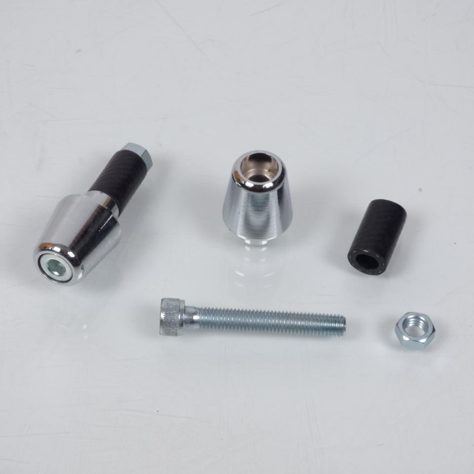 Paire d embout de guidon aluminium chrome conique pour moto scooter mob Ø14mm Neuf