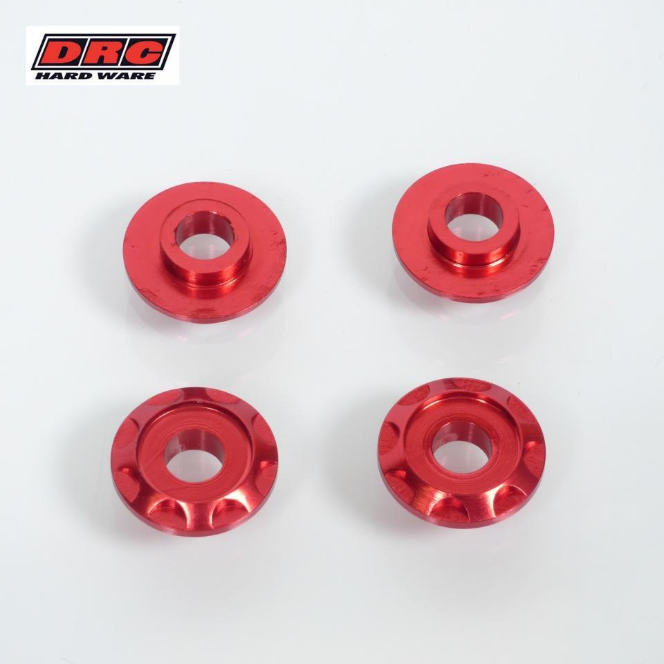 Lot 4 rondelle spacer aluminium DRC T11 anodisé rouge pour moto cross enduro tuning racing