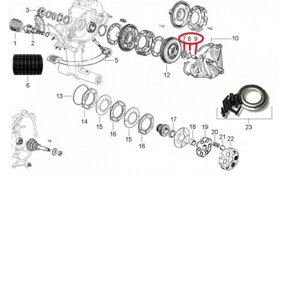 Kit buté d'embrayage pour scooter Piaggio 125 Vespa Pxe 0168215, 014457, 0898582