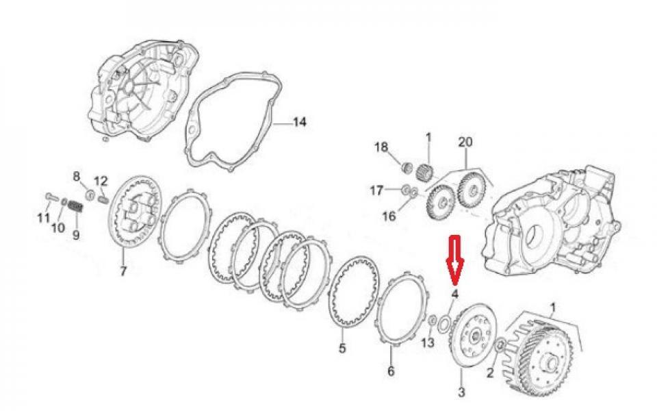 Rondelle frein d'ecrou d'embrayage pour moto Rieju 50 MRT SM 0/005.490.7000