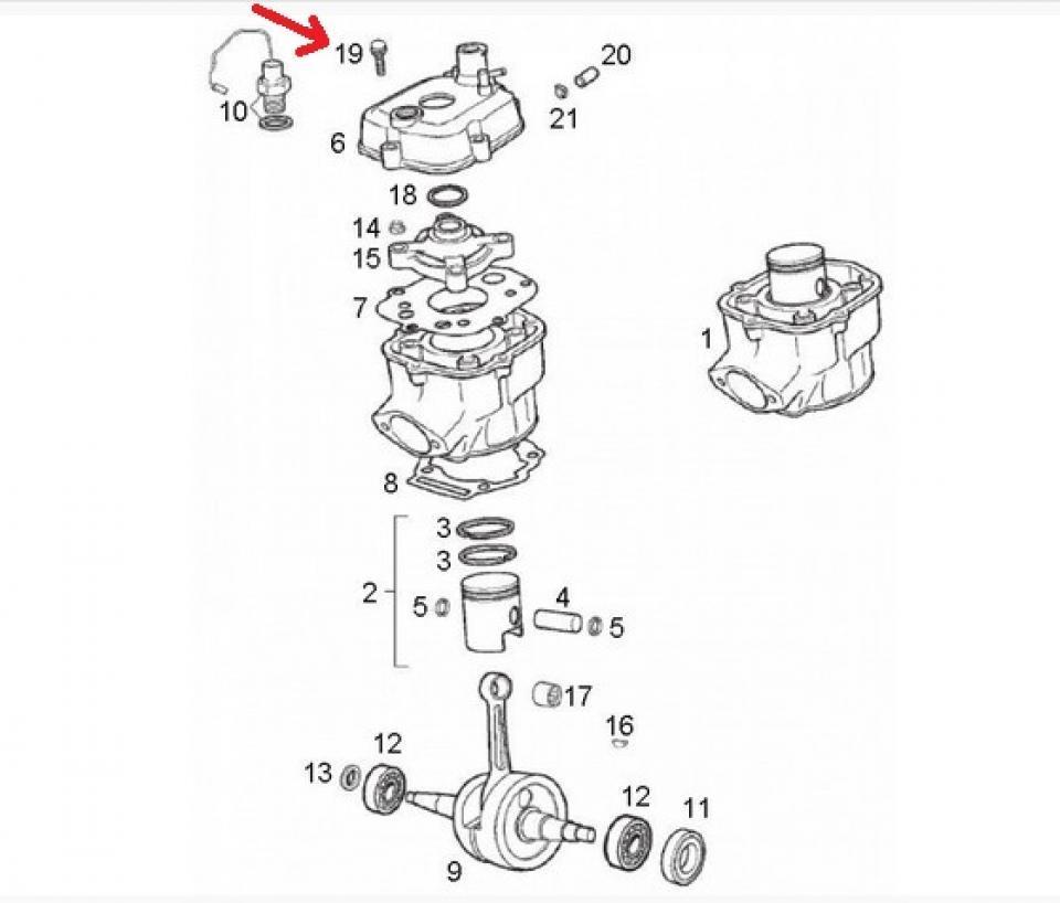 Vis de serrage du kick pour scooter Piaggio 50 ZIP 2011 à 2015 M6 x 25mm Neuf
