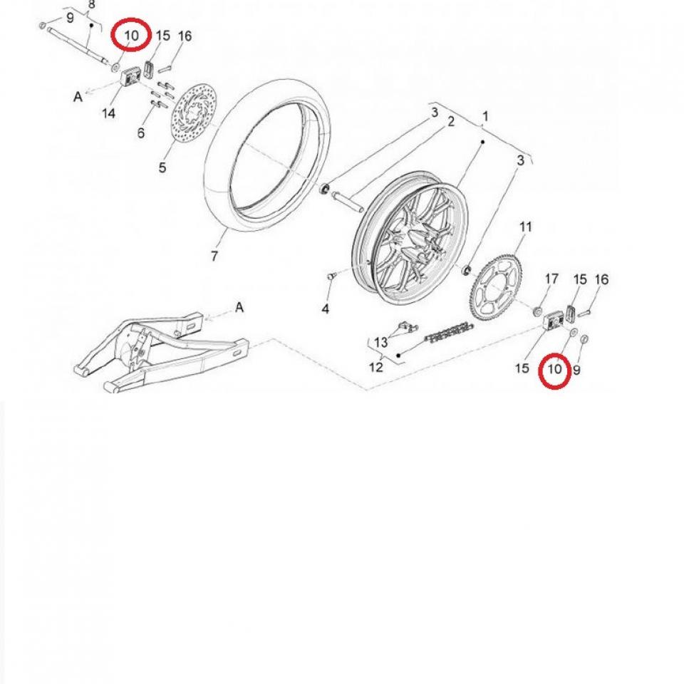Rondelle de roue arrière origine pour moto 50 Moteur Derbi 866536 Neuf