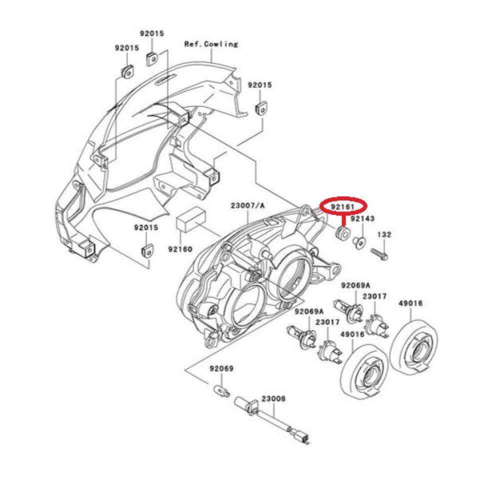 Silentbloc d'optique origine pour moto Kawasaki 650 Er6-F 921610036 Neuf