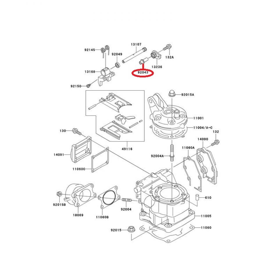 Axe de levier de valve d'échappement origine pour moto Kawasaki 125 KX 920431585