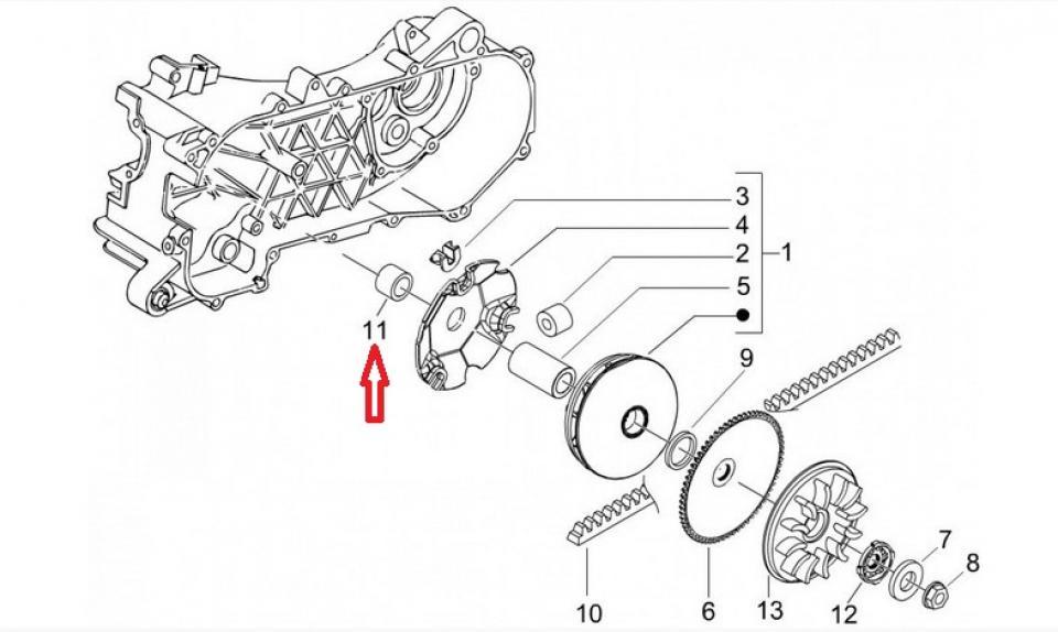 Rondelle entretoise de variateur origine pour scooter Piaggio 50 Fly 2006 479495