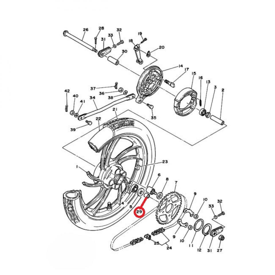 Entretoise roue arrière origine pour moto Yamaha 50 TZR 903871576500 Neuf