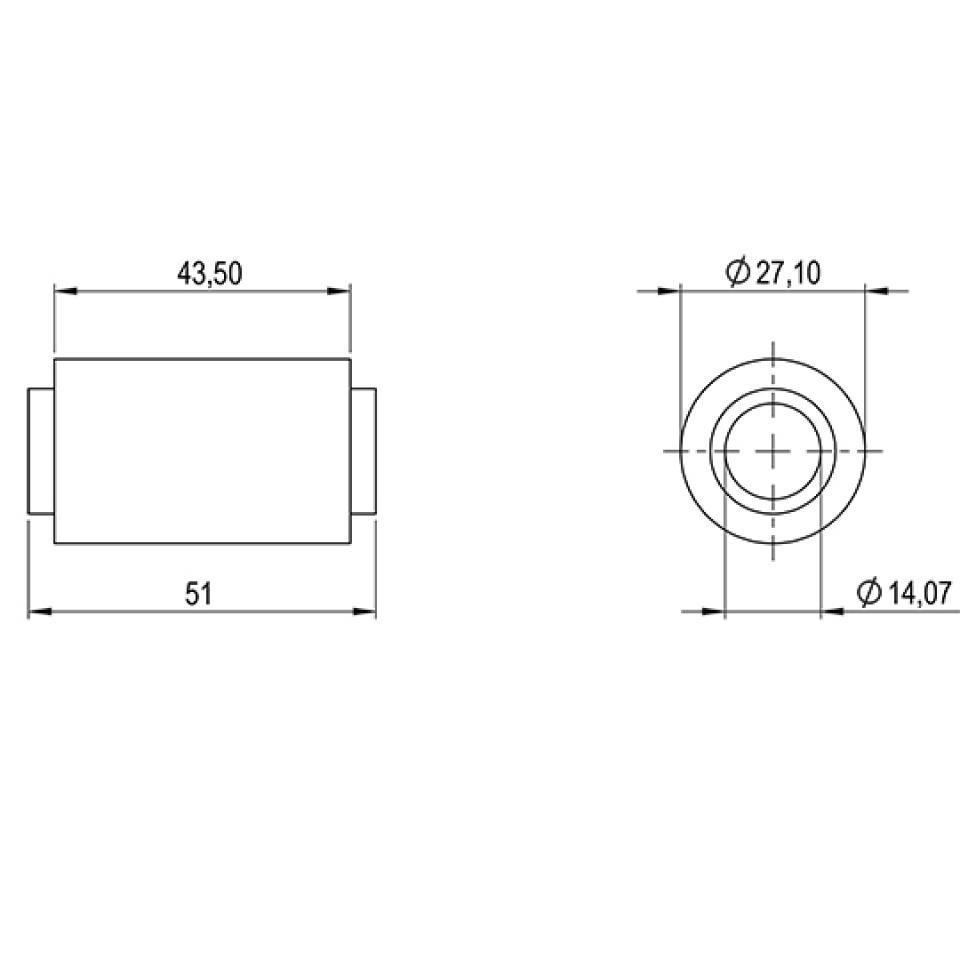 Silentbloc bras oscillant pour moto Rieju 50 MRT 0/000.360.0370 14x27.1x51mm