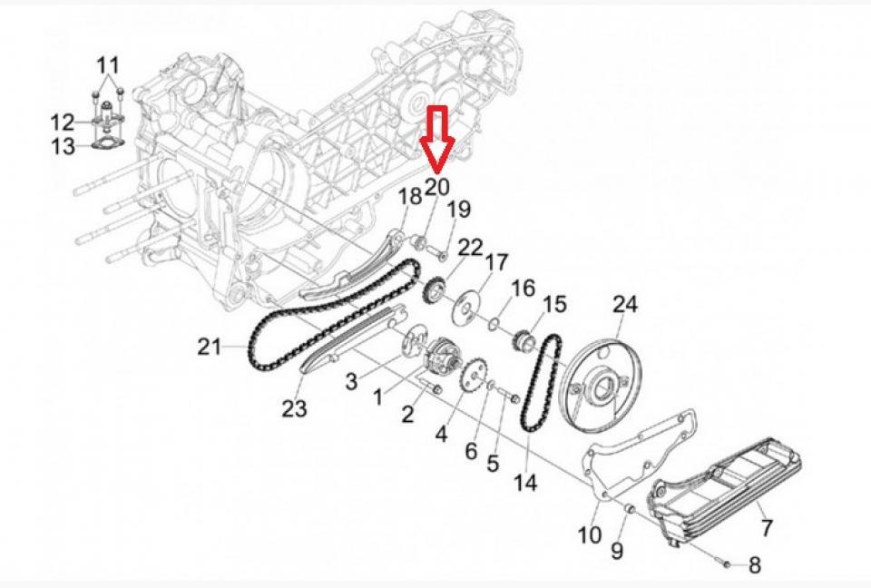 Entretoise de guide chaine distri pour scooter Piaggio 300 MP3 2006-2022 485868