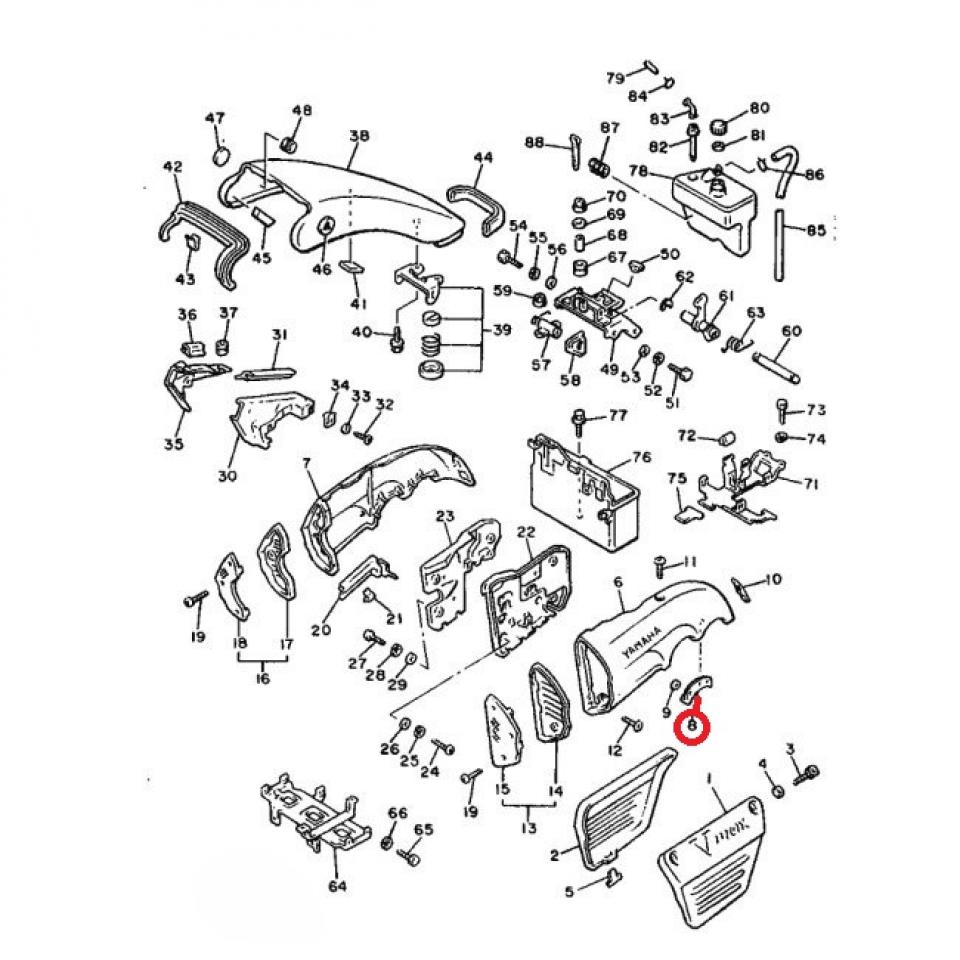 Silentbloc de prise d'air origine pour moto Yamaha 1200 Vmax 1FK-21778-00 Neuf