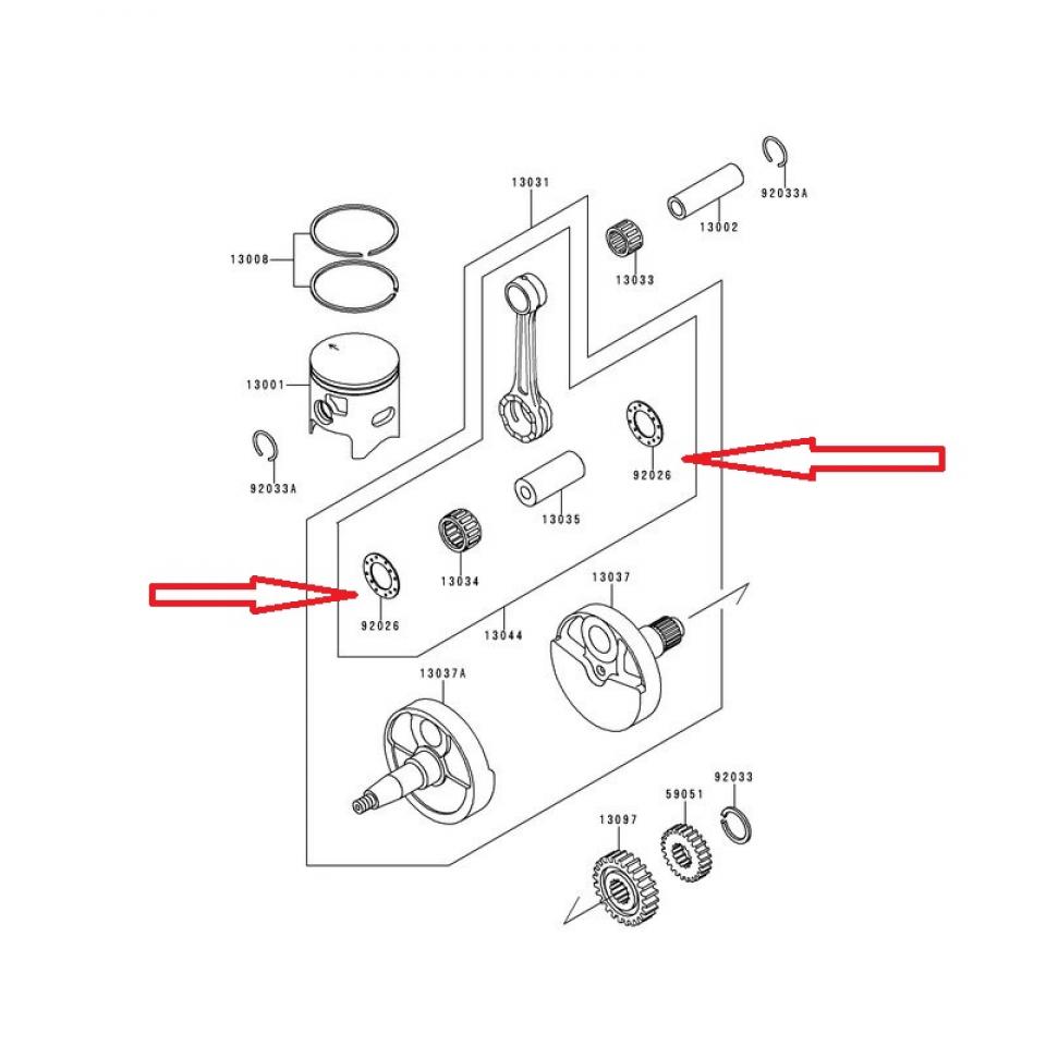 Rondelle de vilebrequin origine pour moto Kawasaki 250 KDX 920261500 Neuf
