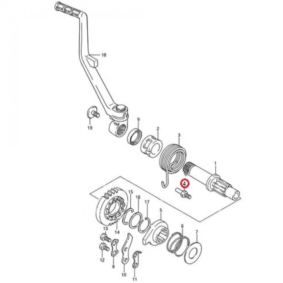 Vis arrêt de ressort de kick origine pour moto Suzuki 250 Ts X 26237-20400 Neuf