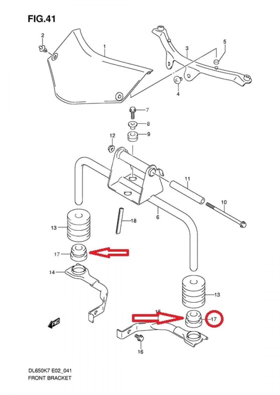 Silentbloc caoutchouc pour moto Suzuki 1200 Bandit 09320-12101 09320-12065 Neuf