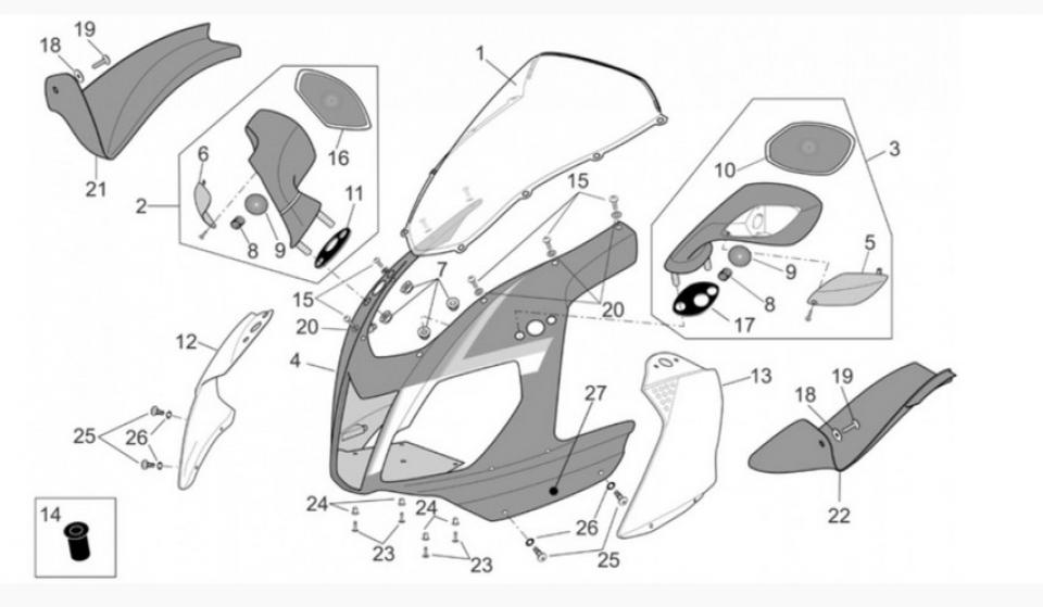 Vis quart de tour de carénage pour moto Aprilia 1000 RSV 2004 à 2008 AP8121663