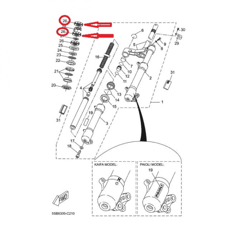 Écrou ergot colonne direction pour scooter Yamaha 50 Bw's 90179-25X00 M25 Neuf