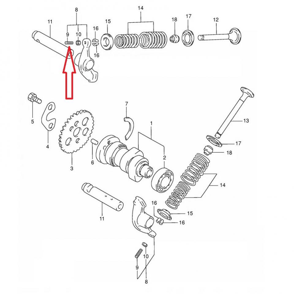 Vis M5x0.5 de culbuteur origine pour scooter Suzuki 125 Burgman 12843-49201