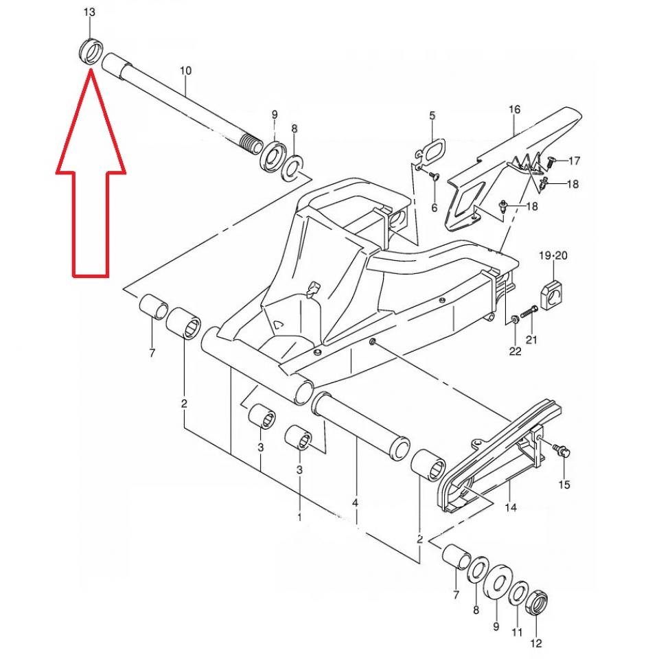 Écrou d'axe de bras oscillant origine pour moto Suzuki 750 Gsx-R 61214-40C31