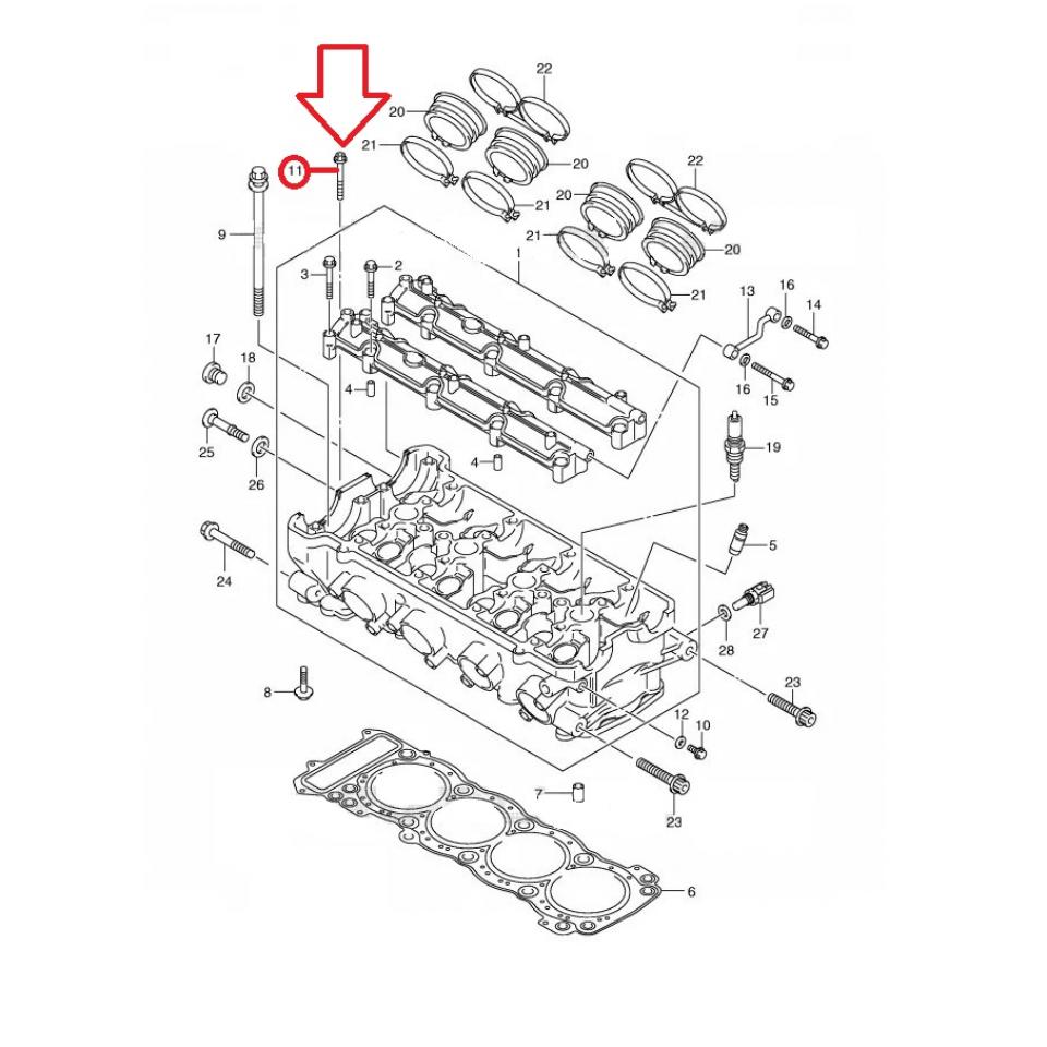 Vis de culasse origine pour moto Suzuki 1300 B-King 2008 à 2012 07120-0655B Neuf
