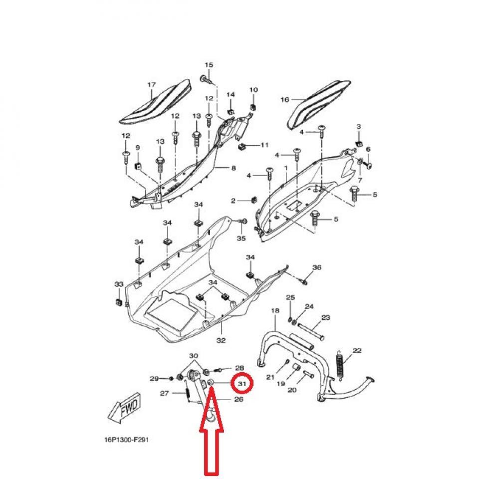 Butée caoutchouc de béquille pour scooter MBK 50 Nitro 2JW-F7114-10 Neuf
