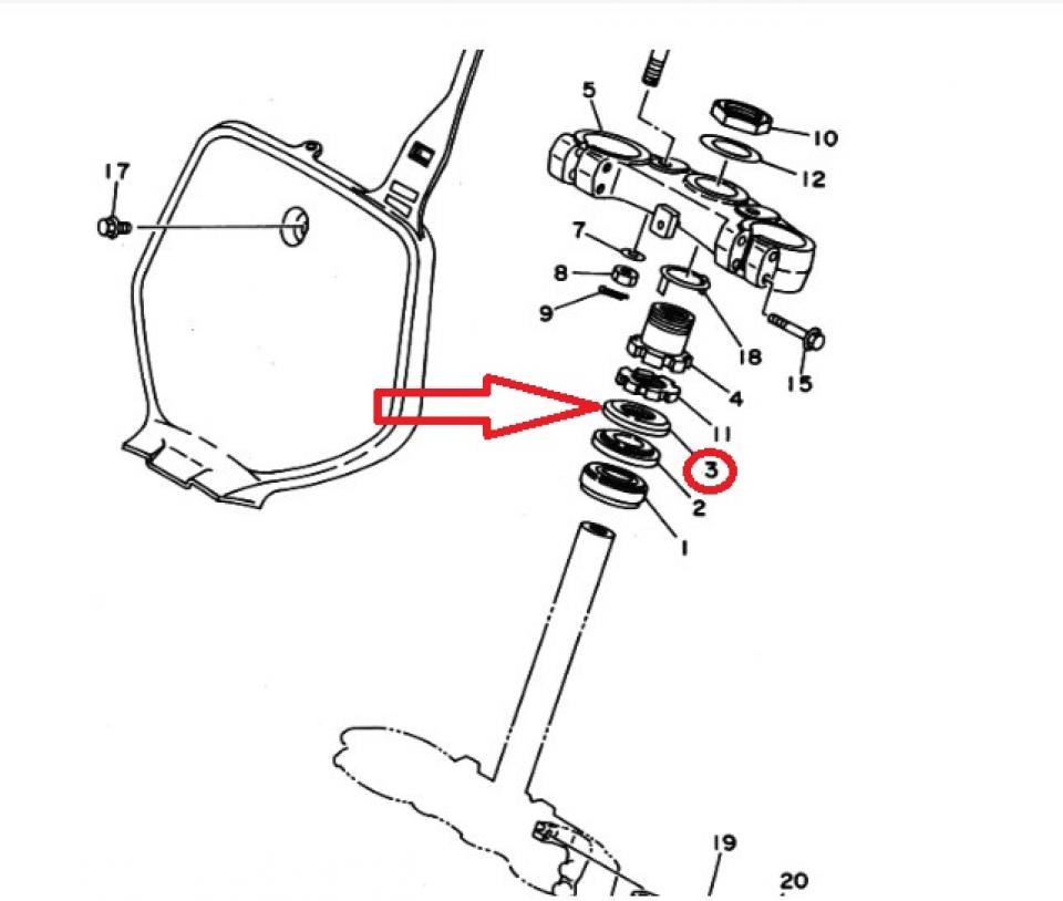 Cache poussière colonne direction 2HG-23416 pour moto Yamaha 250 YZ 1974 à 1992