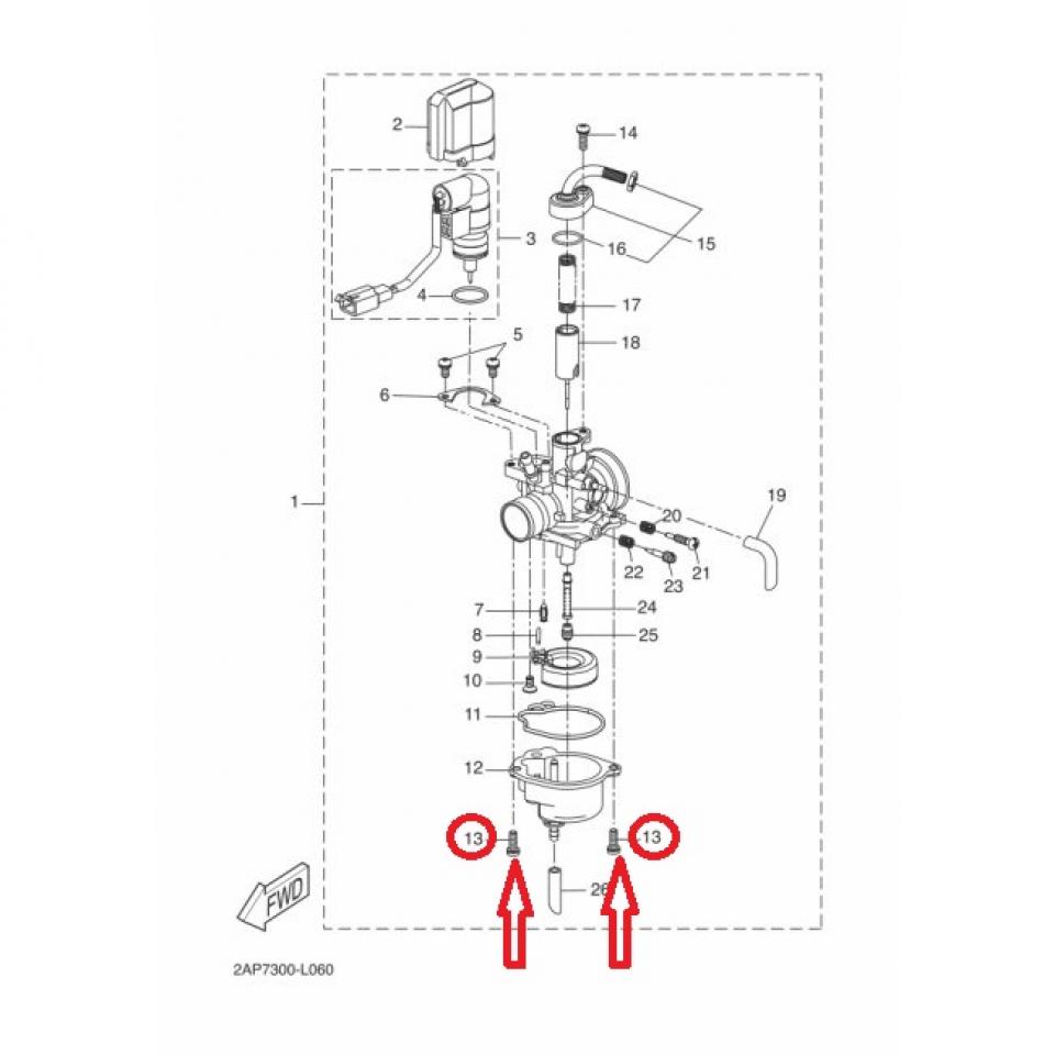Vis cuve carbu Gurtner pour scooter MBK 50 Mach-G 5EU-E4216-00 M4 0.7