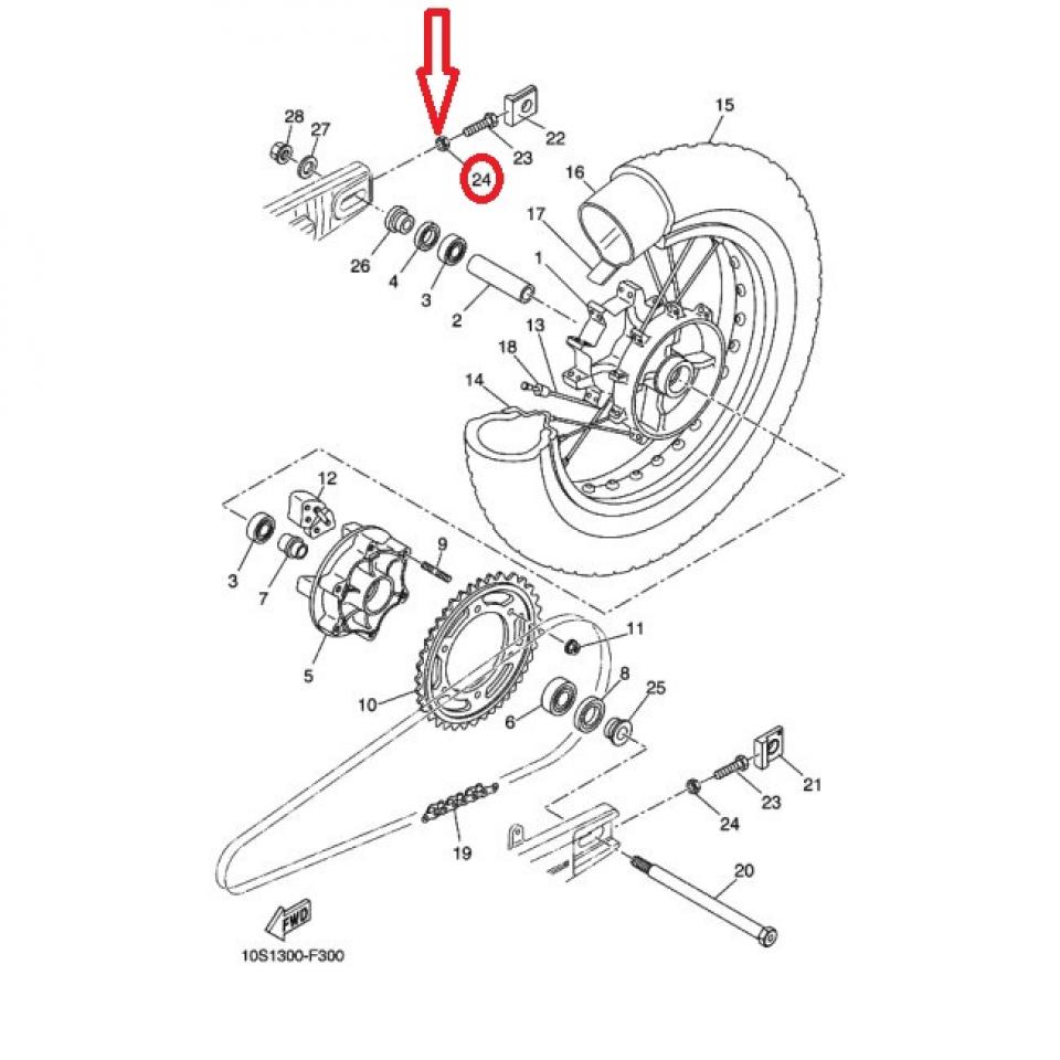 Écrou M8 P1.25 origine pour moto Yamaha 660 Xt X 2007 à 2011 90170-08X00 Neuf