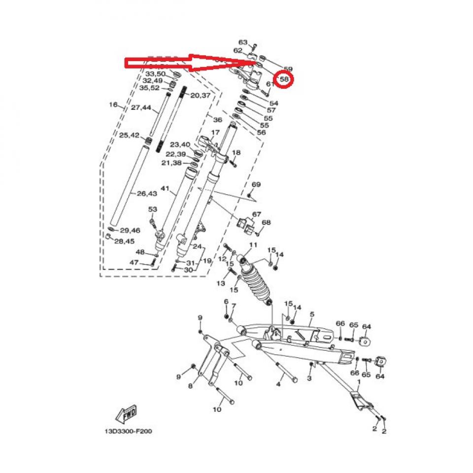 Écrou colonne de direction pour moto Yamaha 125 XTX 1D4-F3453 M25 Neuf