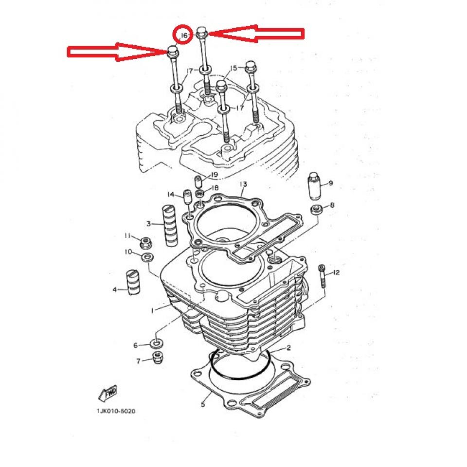 Goujon long de culasse M8 pour moto Yamaha 500 XTZ 1987 à 1988 90105-08214 Neuf