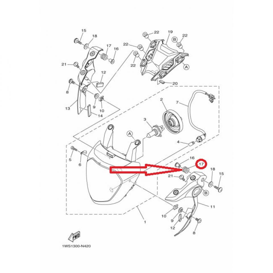 Silentbloc caoutchouc pour moto Yamaha 700 MT-07 2014 à 2023 90480-12015-00 Neuf